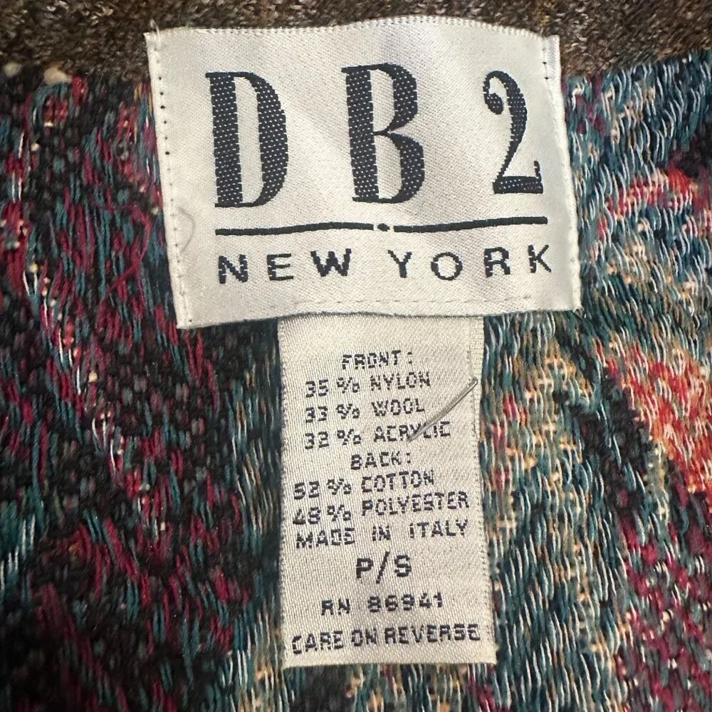 DB2 WOMENS VINTAGE TAPESTRY VEST SMALL TAN 90'S BOHO